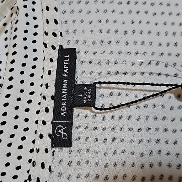 Adrianna Papell Tie Neck Polka Dot Blouse Size L - Picture 2 of 5